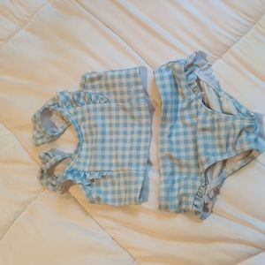 Baby Gap 2 piece blue and white checkered swimsuit